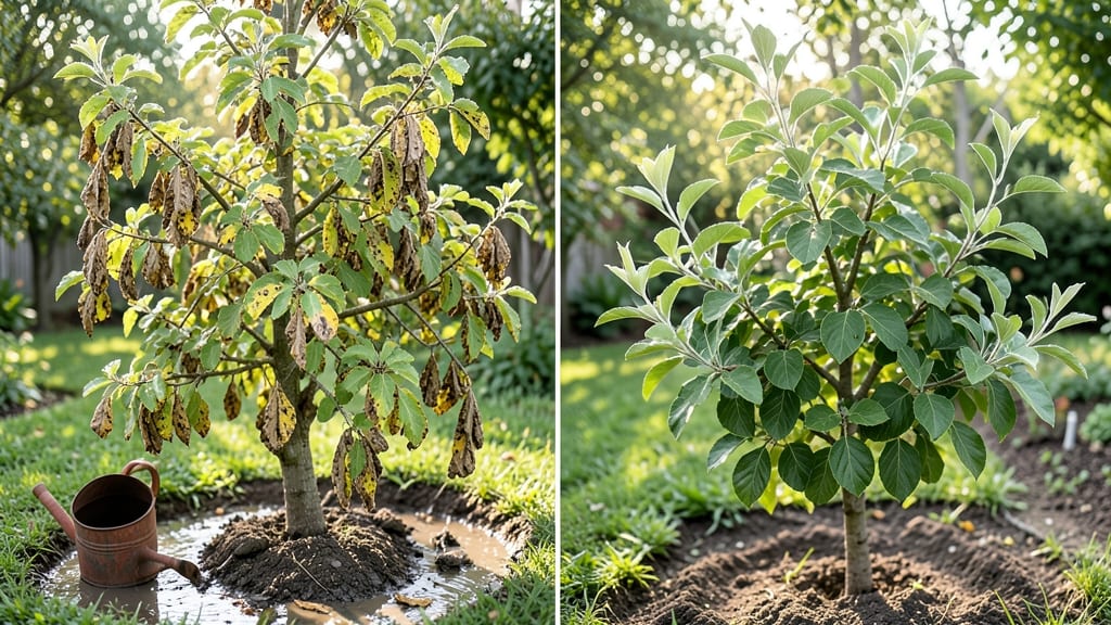 What Does an Overwatered Apple Tree Look Like: Wilting Canopy, Mushy Roots, and Stunted Growth