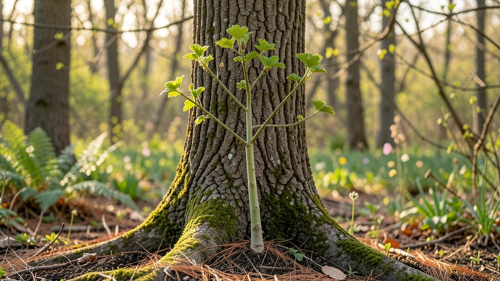 Tree Sprouting From Base: Rooted Stems Ready for Transplant in Weeks
